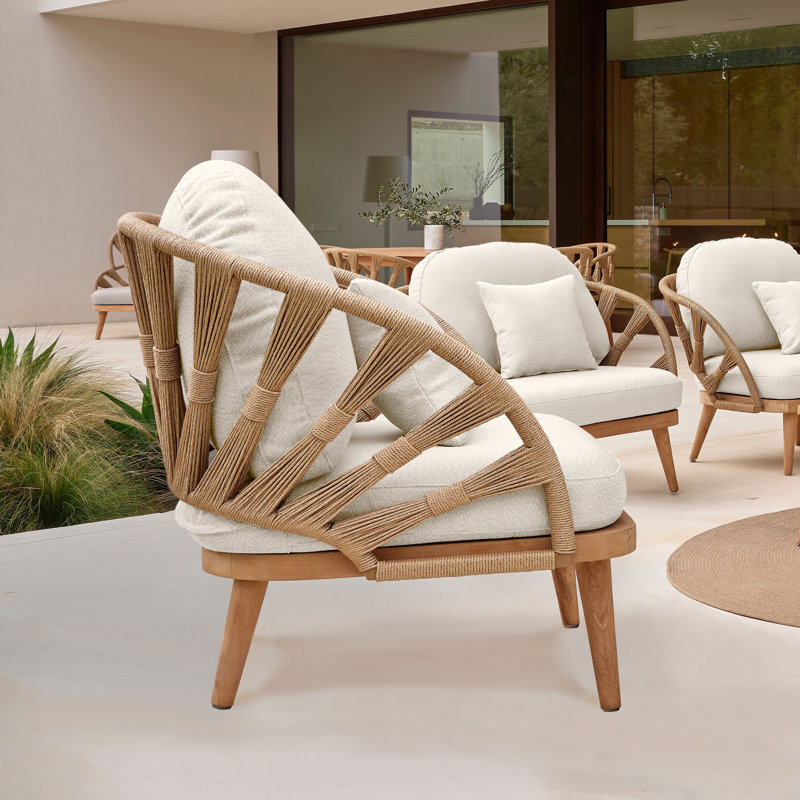 Krabi Outdoor Teak Lounge Chair, Canvas Canvas Sunbrella® Canvas