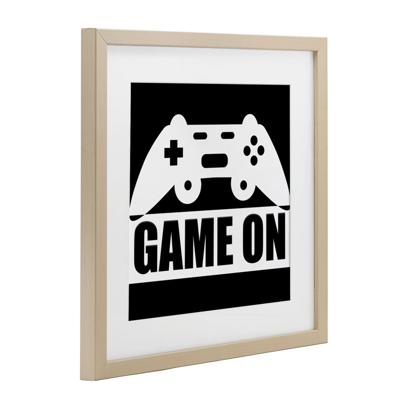 «Game On», reproduction encadrée noire sous verre, conception de Kim Allen, Cadre de récolte en pin, H 13 po x l 13 po