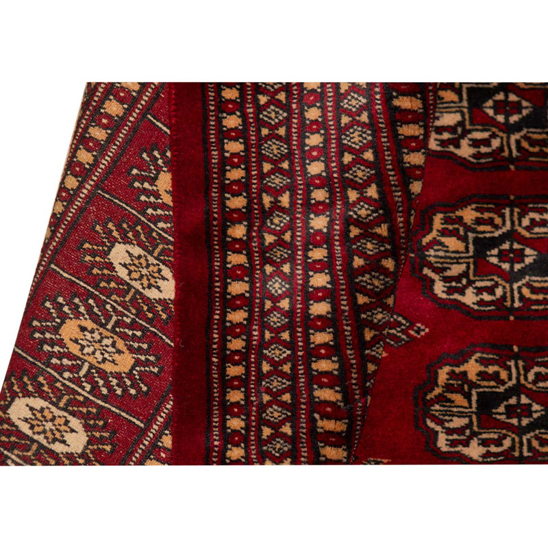Tapis rouge / brun / beige en laine noué à la main de conception unique 5 pi 1 po x 7 pi 10 po