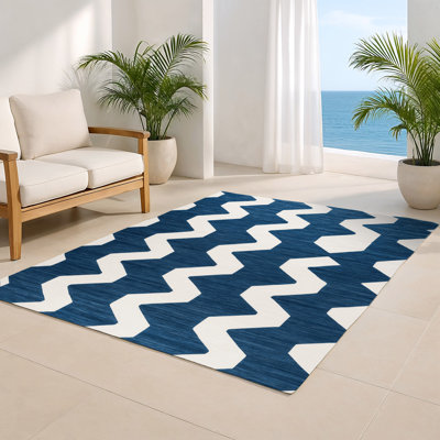 Tapis d'intérieur et d'extérieur à carreaux bleu