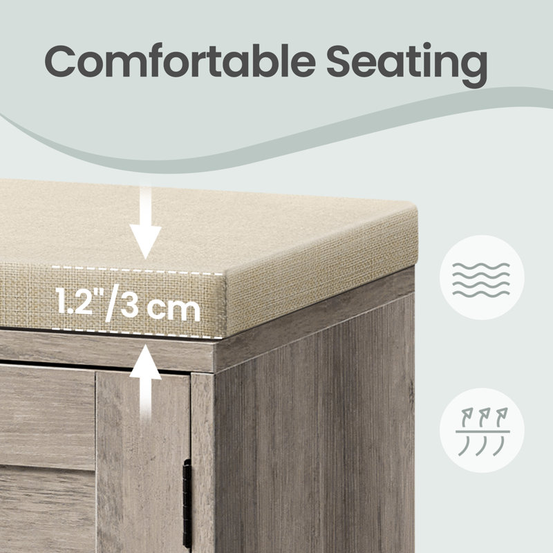 Banc de rangement pour 12 paires de chaussures, banc d'entrée à 3 niveaux, 40.3" W, Naturel / grège bruyère