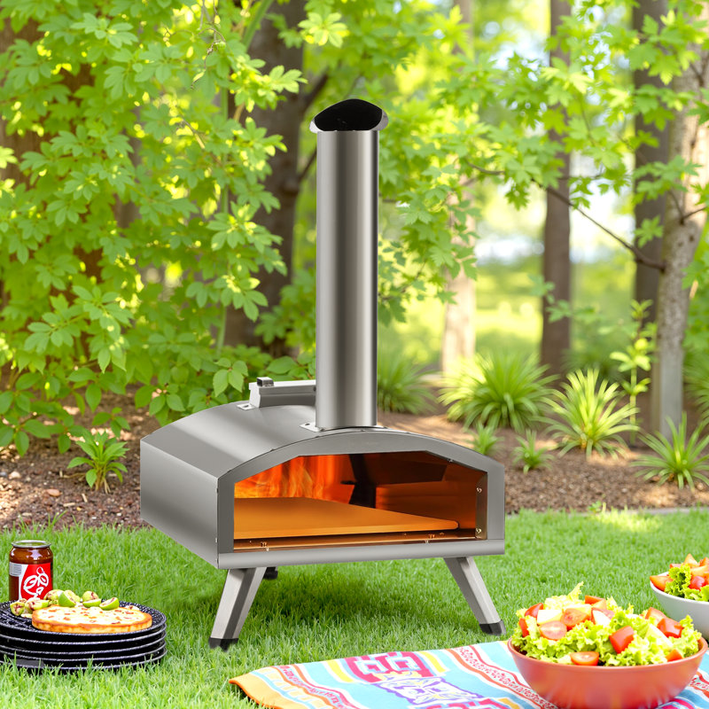 Four à pizza d'extérieur - Four à pizza sur pied en acier inoxydable pour la cour, le camping et les pique-niques