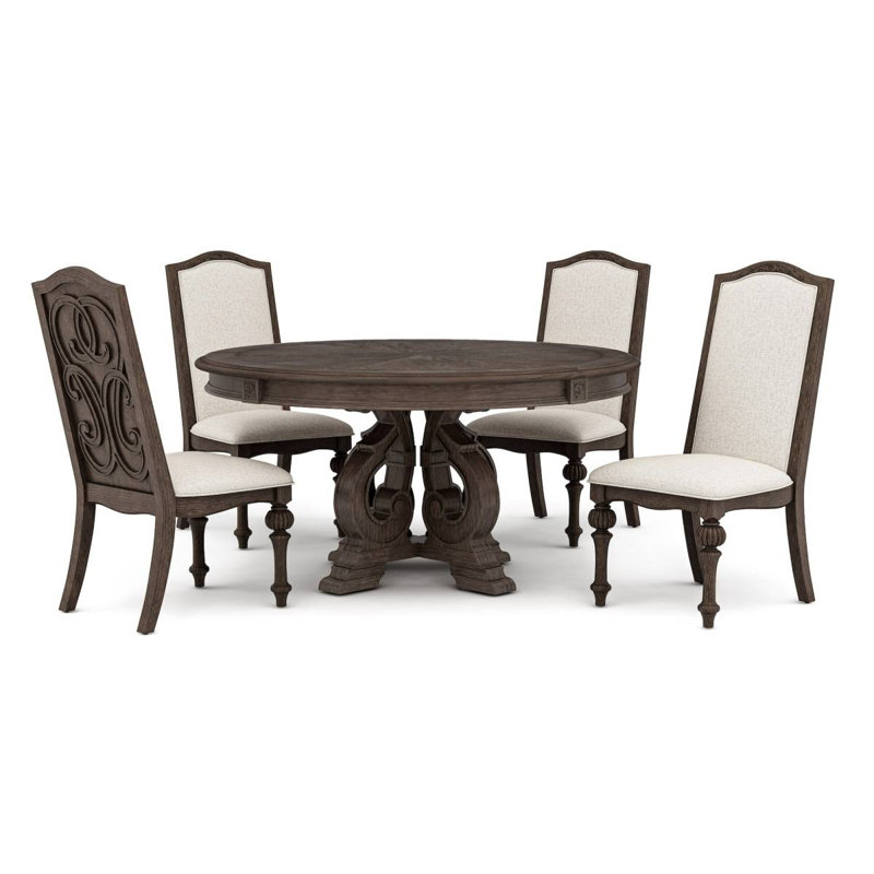 Ensemble de salle à manger 5 pièces Elegant Rustic, Ensemble de cinq pièces : table, quatre chaises