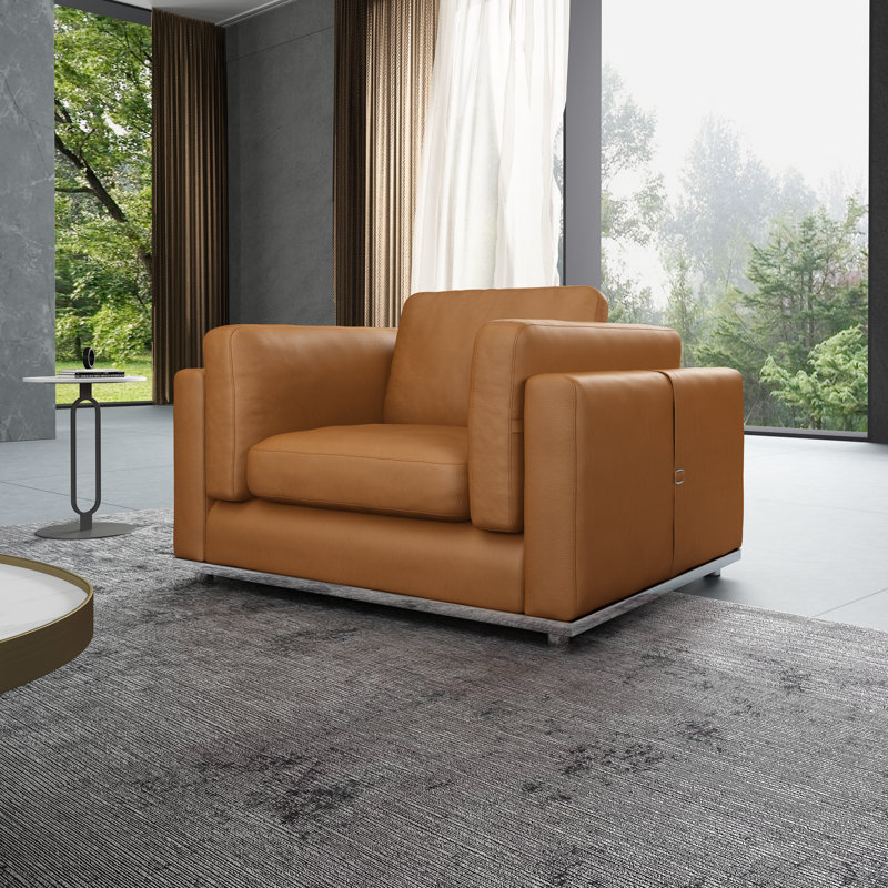 Picasso Leather Club Chair, Cognac Genuine Leather