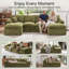 Canapé d'angle modulaire en forme de U Cloud de 330 cm, canapé 6 places en chenille avec 2 poufs amovibles, structure en mousse et ressorts, assise profonde avec coussins pour salon ou appartement, vert-1764982464