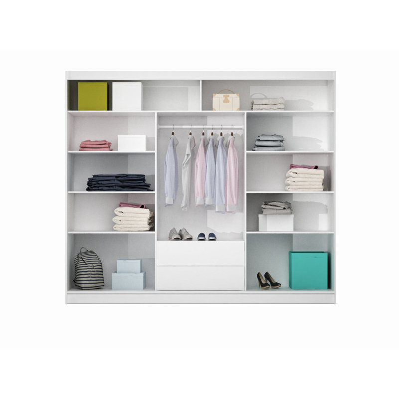 Bilotti Manufactured Wood Wardrobe, Lava/Black Gloss