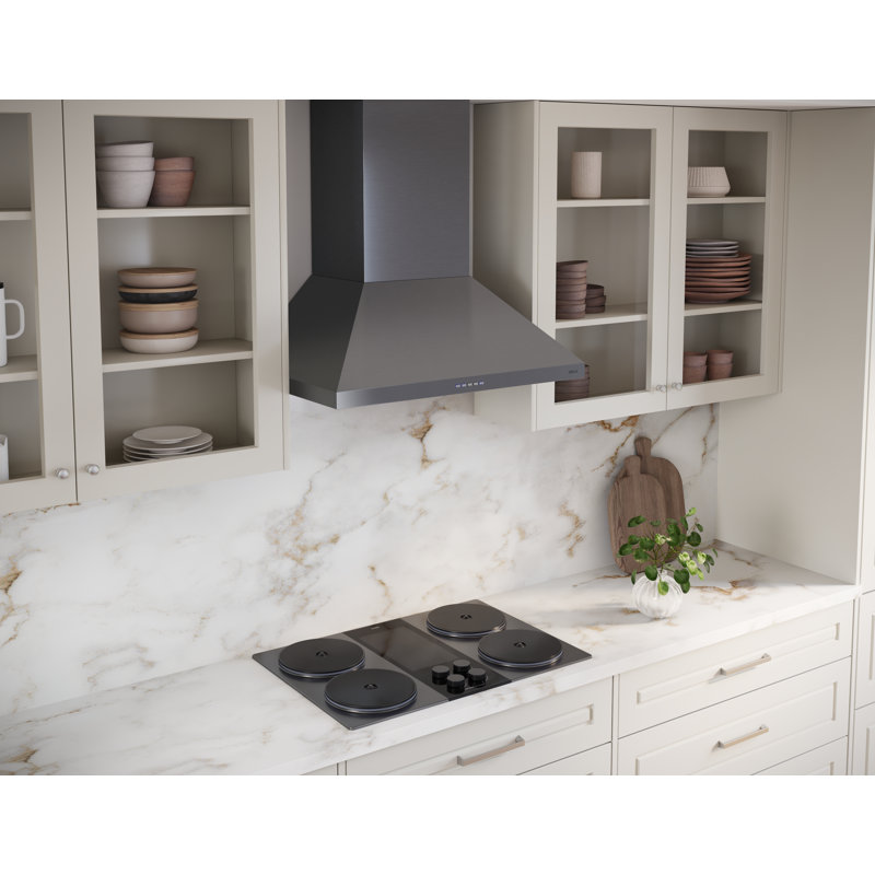 Ombra 36 in. 600 CFM Wall Mount Range Hood in Black Stainless Steel, Black, 36" W