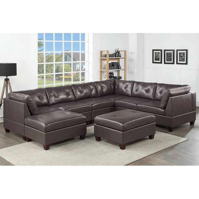 Repose-pieds en cuir véritable Abrahamsville, Brun