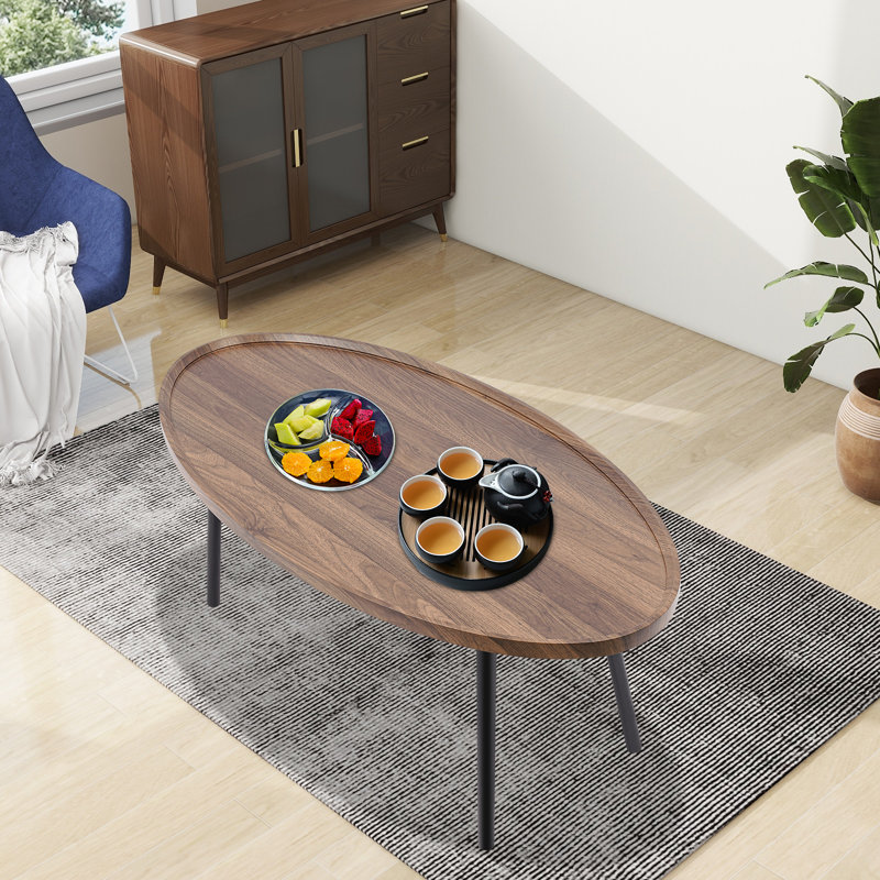 Table basse ovale avec rangement ouvert, table basse, table basse moderne (47,2 x 23,62 x 18,89 po)