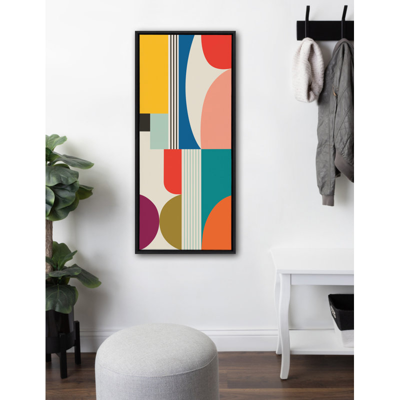 «Mid Century Modern Pattern» par Rachel Lee, 3 oiseaux, reproduction d'art sur toile encadrée, Noir, H 40 po x l 18 po