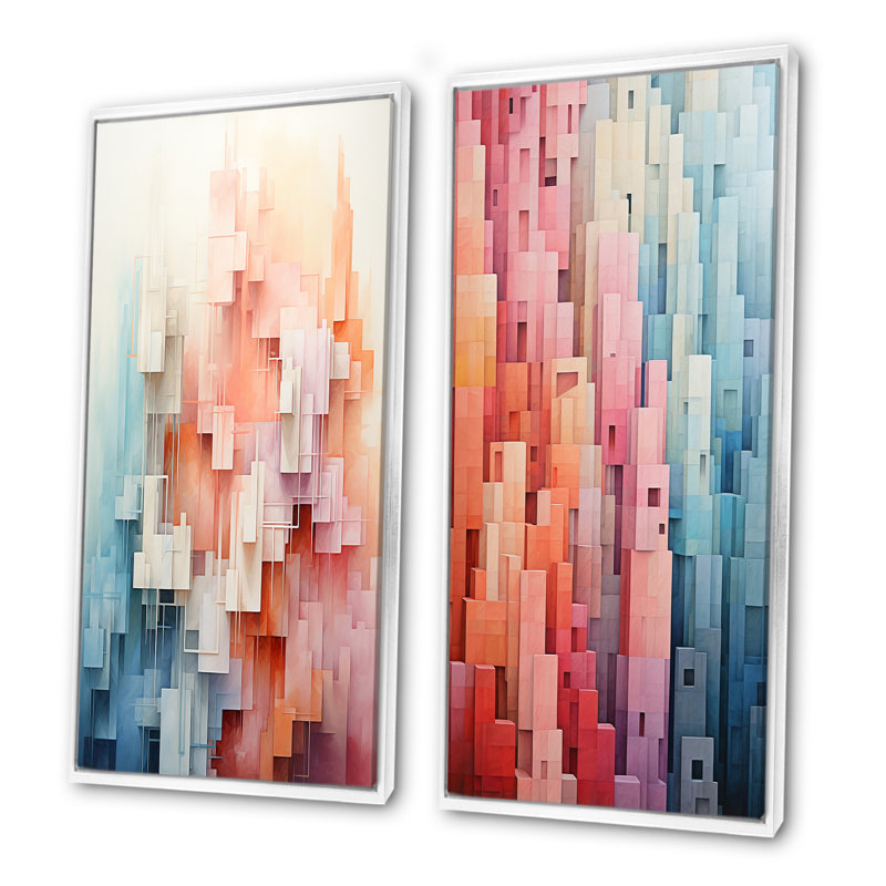 Ensemble de salon mural Pastel, H 28 po x l 25 po, Cadre flottant blanc