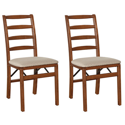 Ladderback Upholstered Seat Folding Chairs