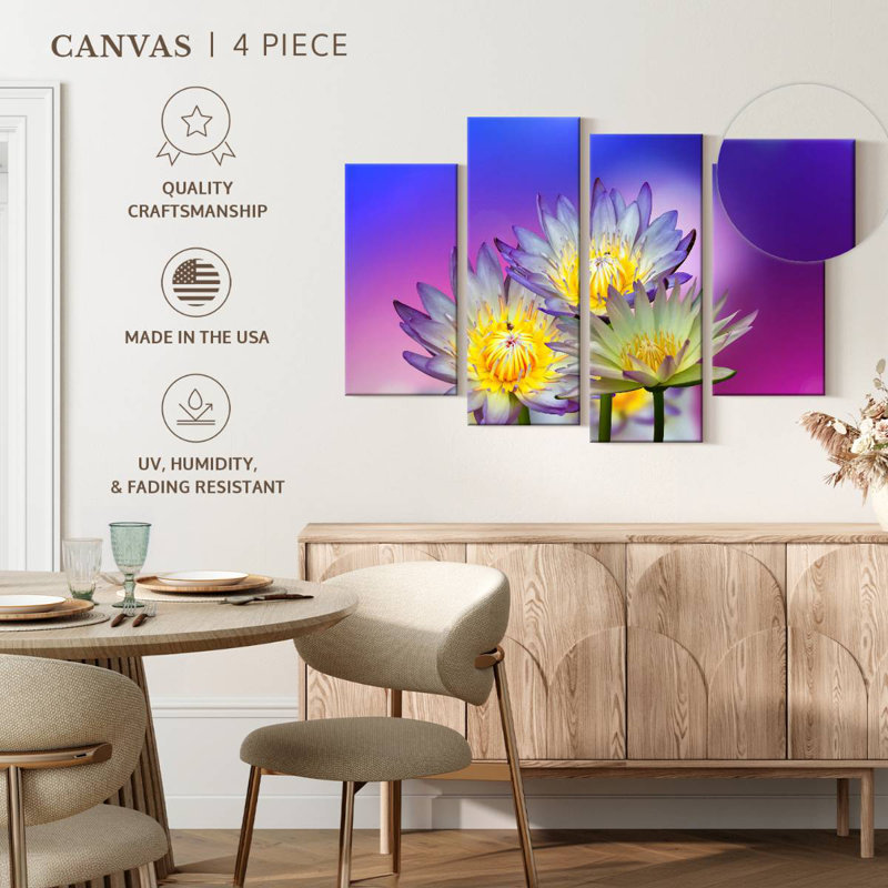 Harnek fleurs de lotus mauves, H 22 po x l 36 po