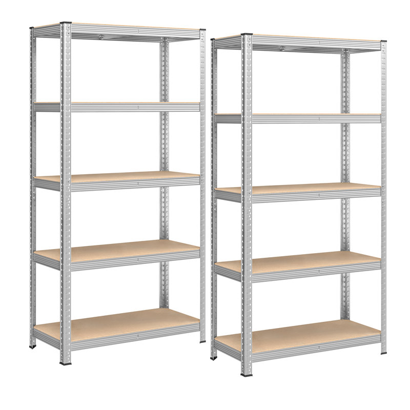 90cm W Steel Height -Adjustable Shelving Unit, Silver
