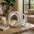 Decorative Abstract Circular Loop Statue Sculpture For Home Decor - Contemporary Decorative Objects For Living Room And Tabletop Styling - 16", White