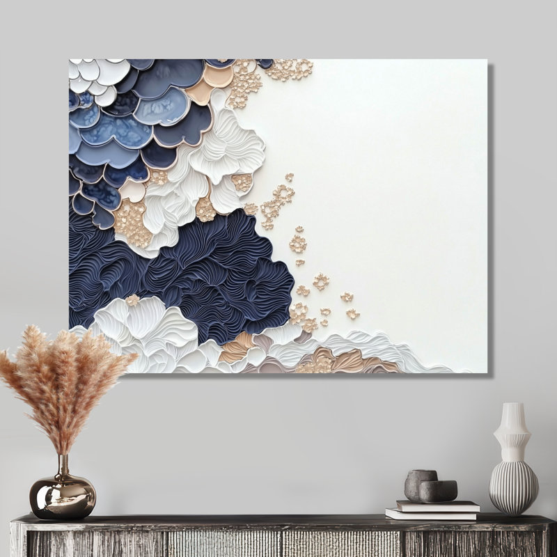 «Aqua Sea Underwater River III», art mural moderne abstrait transitionnel, H 12 po x l 20 po, Toile tendue, Ne s’applique pas