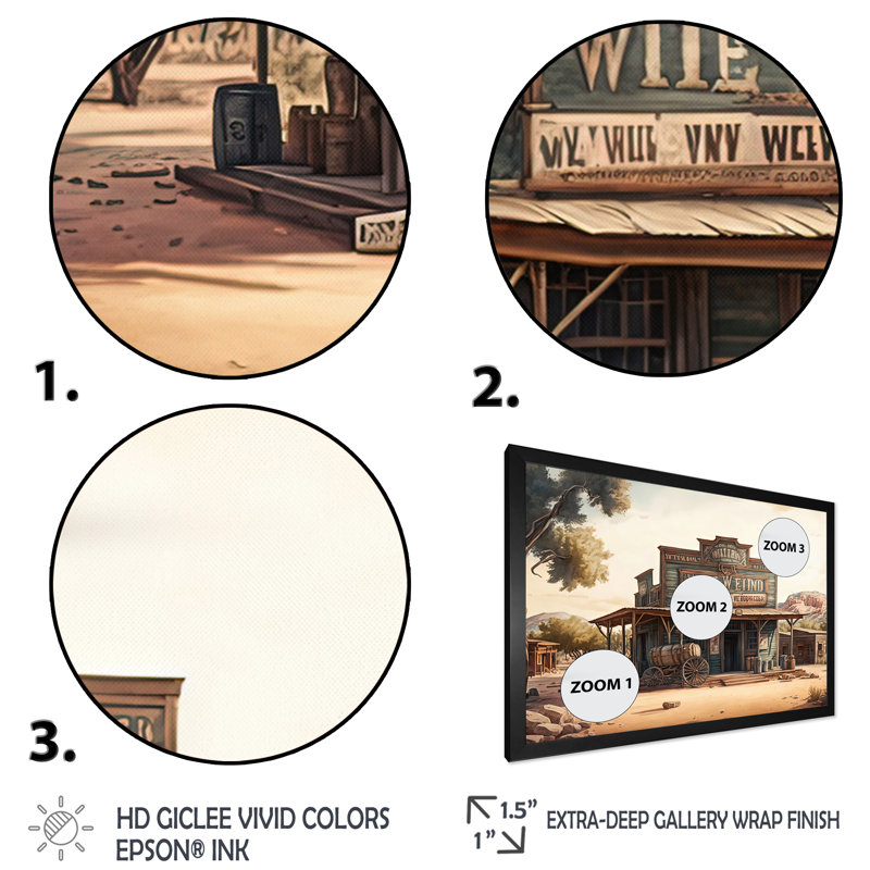 Wild West Store Arizona - Impression sur toile, Cadre photo noir, H 16 po x l 32 po x P 1 po