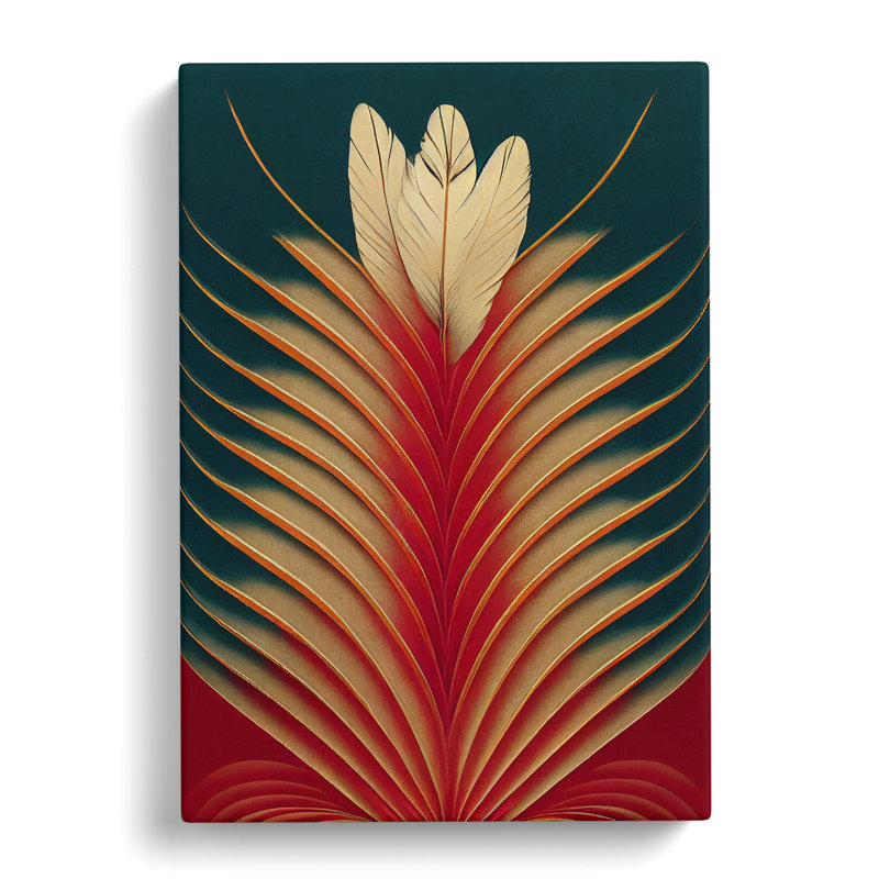 Art Deco Feather No.2 - Wrapped Canvas, 76cm H x 50cm W x 3cm D