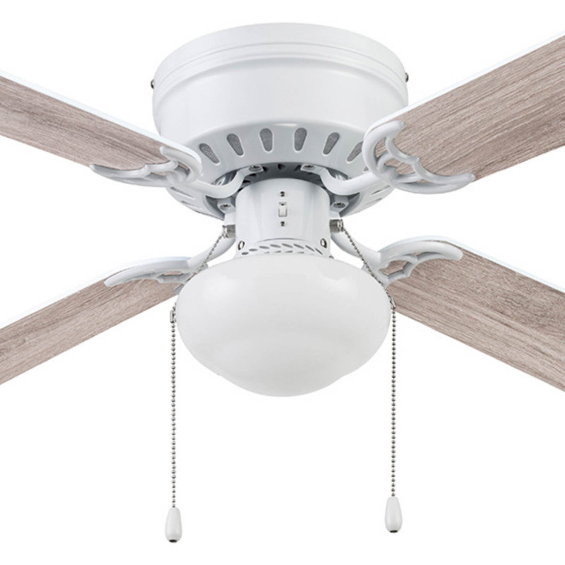 Ventilateur de plafond 42 po avec ensemble d'éclairage Cherry Hill, Blanc avec pales en chêne blanc / gris