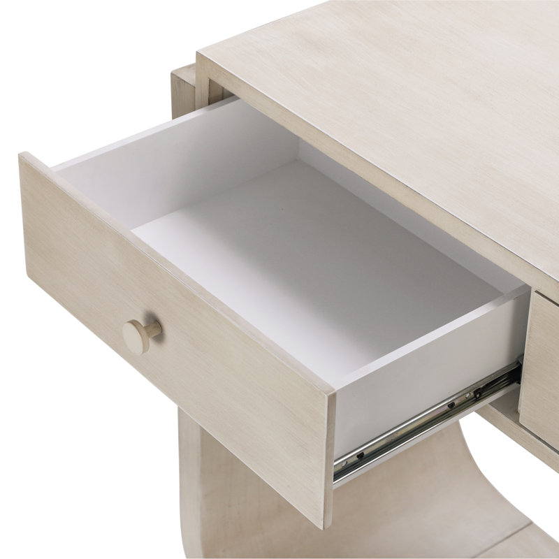 Elora Classic Curved-Leg MDF Console Table With 3 Drawers And Display Shelf, Beige