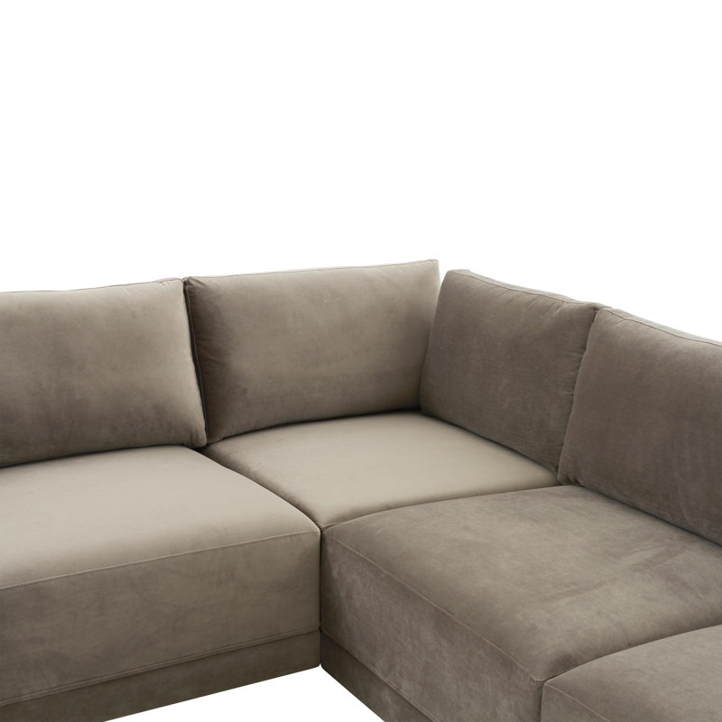 Grand modulaire en U 8 pièces Deirdre Taupe, Velours taupe
