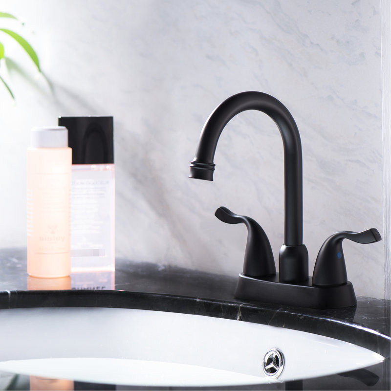 Matte Black Bathroom Faucet - 4 Inch 2 Handle Style. Built From Stainless Steel For Superior Durability And Corrosion Resistance. Two Lever Handles Precise Control Of Water Flow Temperature. Pop Up