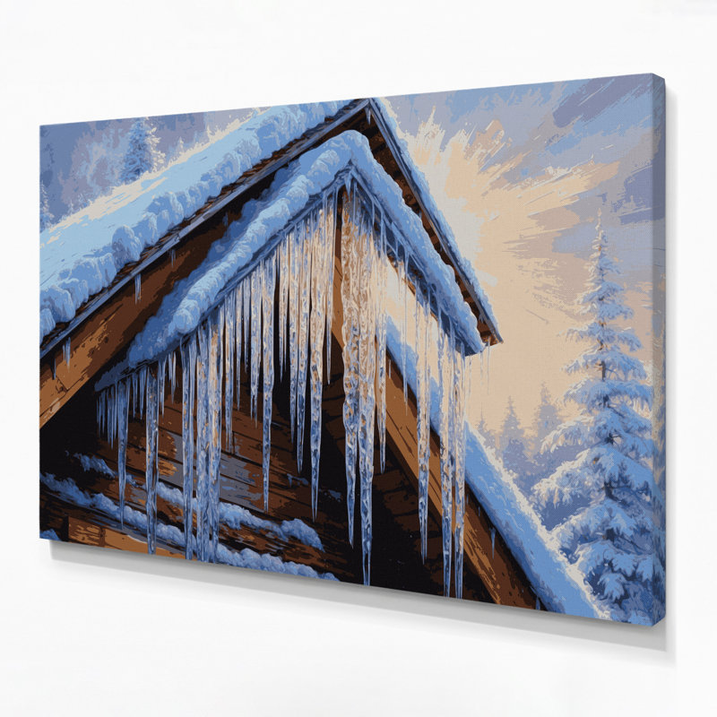 Toile bleue de Noël suspendue au toit d'une cabane, H 16 po x l 20 po