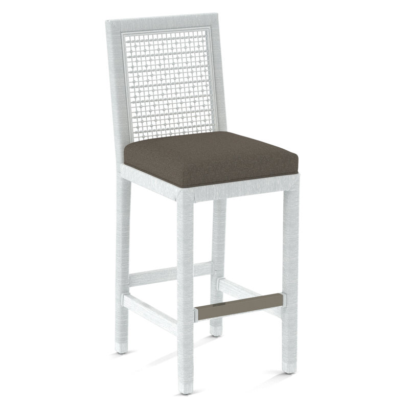 Pine Isle Bar Stool, Moss Chenille; 0344-43, Frost White