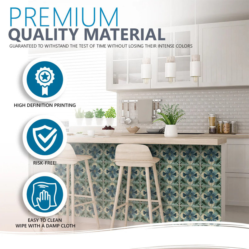 Carrelage mosaïque floral en vinyle 7 po x 7 po (ensemble de 24)