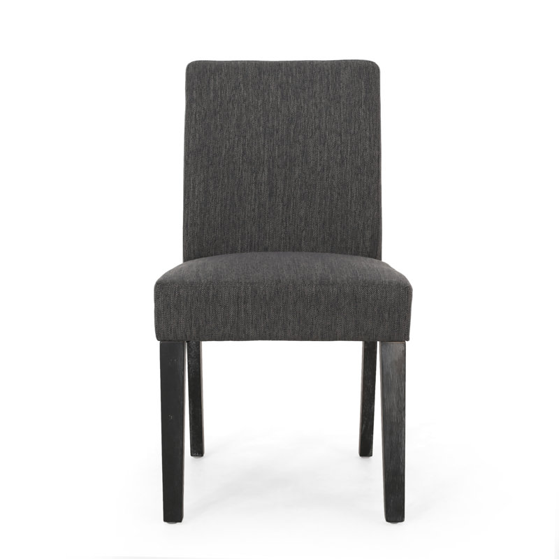 Lira Contemporary Fabric Upholstered Dining Chairs with Tapered Rubberwood Legs, Charcoal Twill Fabric, Gray
