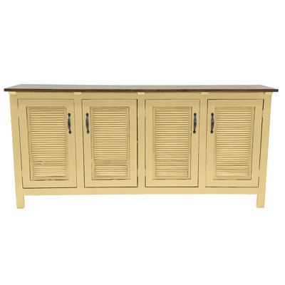 80" Modern Two Tone Solid Wood Sideboard Buffet with shutter doors