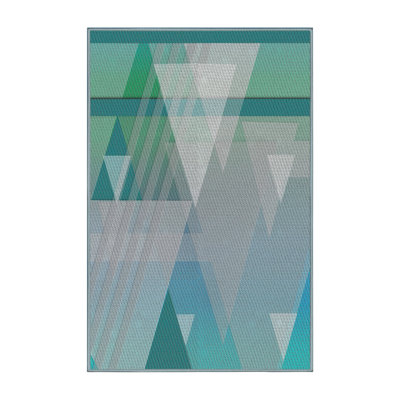 Tapis vert/blanc bleu turquoise à motifs Jeffcoat