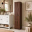 Grande armoire de rangement pour salle de bain avec 6 tablettes et 6 tablettes latérales, rangement autoportant avec portes et 2 tablettes réglables-17524133