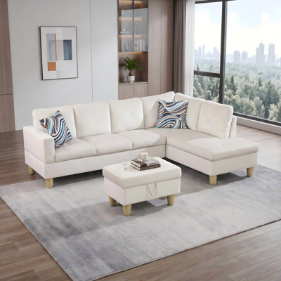 Canapé modulaire rembourré réversible avec repose-pieds