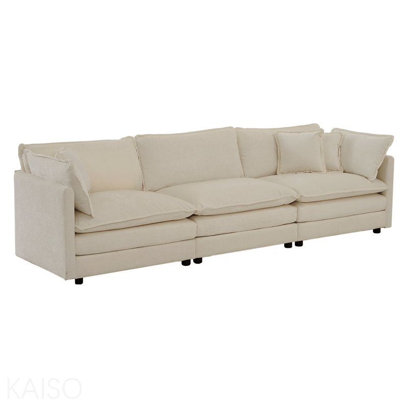 Ensemble de canapé moderne 3 pièces, canapé modulaire extra profond, surdimensionné - chenille café clair