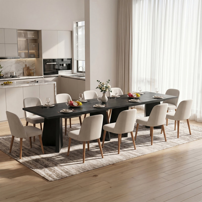 Elmsford Rectangular Extendable Dining Table, Black