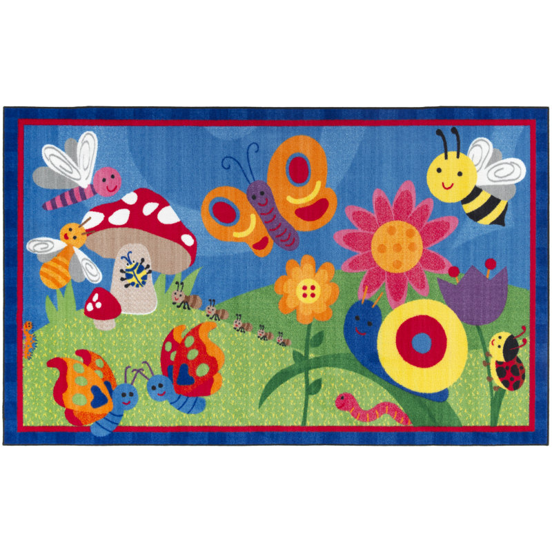 Tapis vert/bleu Touffetant McCollum