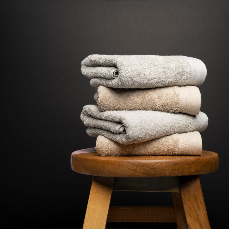 Kendra 4 Piece 100% Cotton Hand Towel Set, Silver/Sand