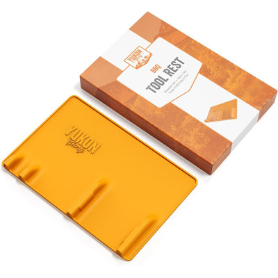 Yukon Glory silicone grill tool rest mat, holds 3 tools, orange