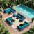 Black Rattan Peacock Blue