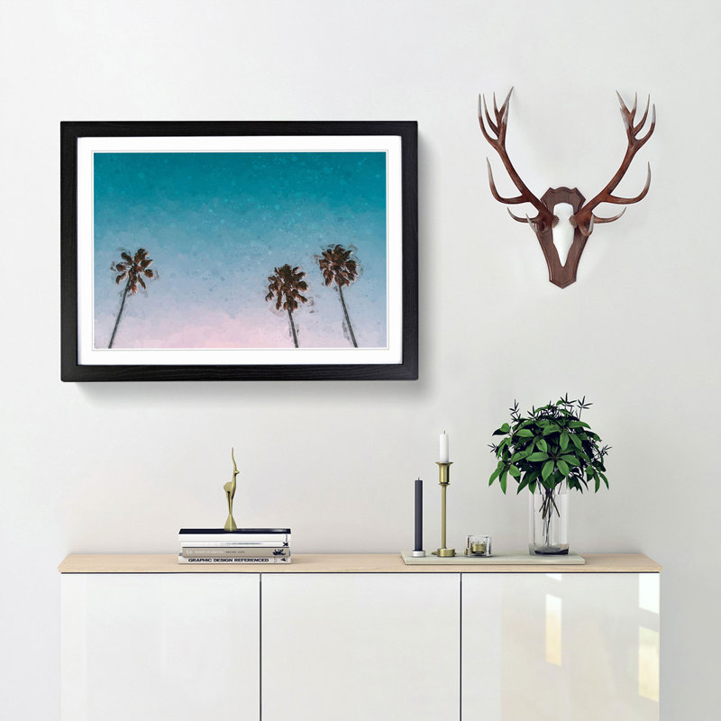 Palm Trees in Sydney Australia in Abstract - Picture Frame Graphic Art Print, 36cm H x 48cm W x 2cm D, Black Framed