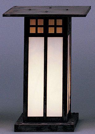 Glasgow 1 - Light Pier Mount Light, 12.75" H x 9" W x 9" D, Mission Brown, Gold White Iridescent and White Opalescent