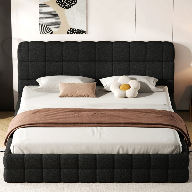 King Size Upholstered Platform Bed, Black