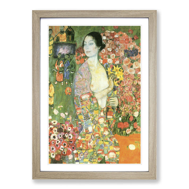 The Dancer by Gustav Klimt - Framed Print, 65cm H x 48cm W x 2cm D, Oak