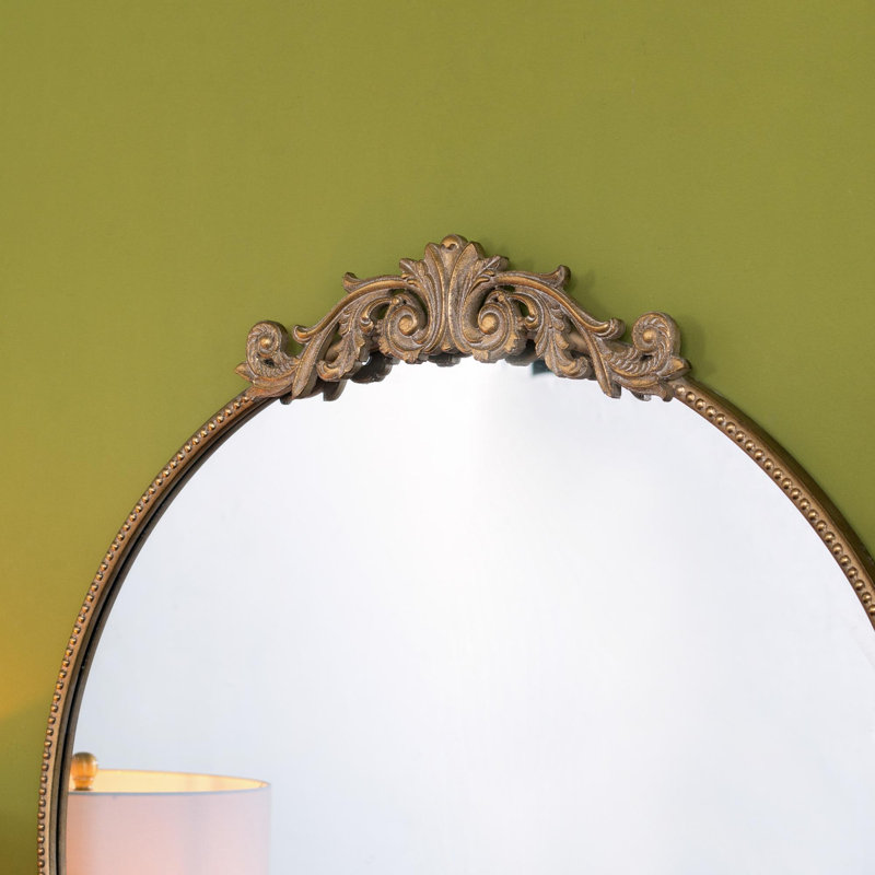 Miroir rond, miroir mural avec cadre, Or