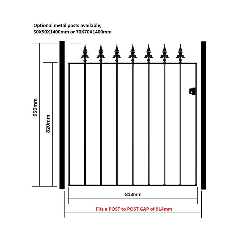 Pinkley Spear Top Metal Garden Gate 95cm High, 91cm W X 95cm H