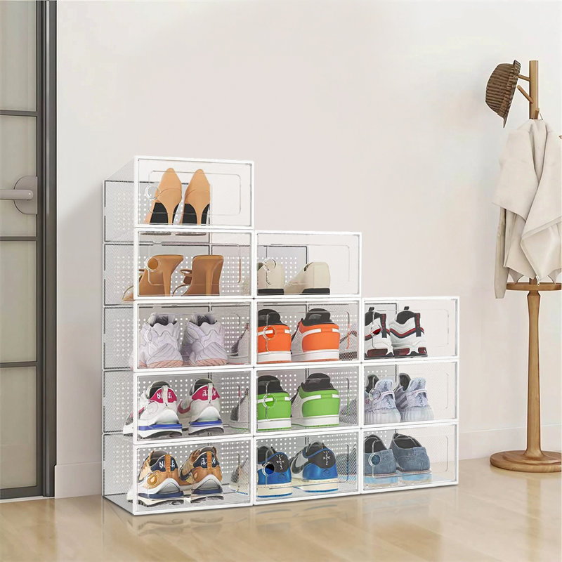 Toddington 12 Pair Stackable Shoe Storage Box, White