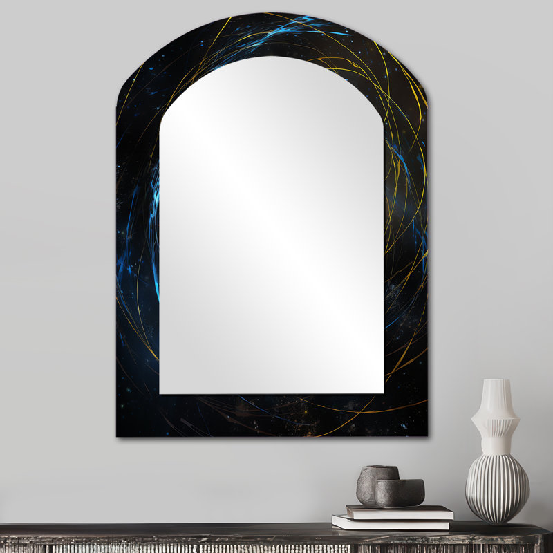 «Space Light Orbiting A Black Hole II», miroir mural décoratif arqué, 34 po x 25 po