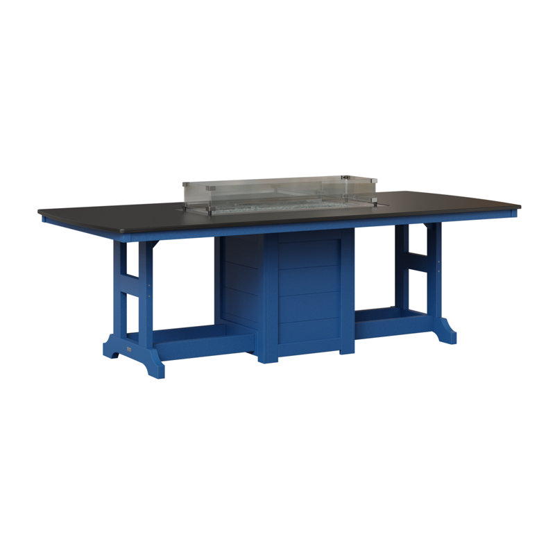 Berlin Gardens Garden Classic 72″ Fire Pit Counter Height Dining Table, Hammered Top Black with Pacific Blue Base