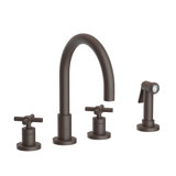 East Linear Double Handle Kitchen Faucet with Side Spray